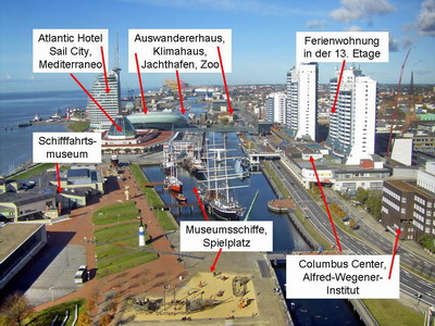 Blick vom Radarturm in Bremerhaven, Richtung Norden - www.ferienwohnung-in-bremerhaven.de